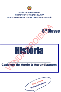 Capa do Caderno de Apoio de História da 8.ª Classe
