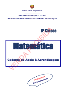 Capa do Caderno de Apoio de Matemática da 8.ª Classe