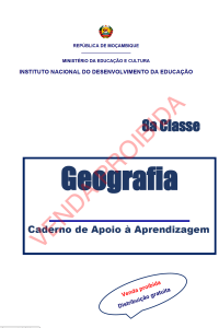 Capa do Caderno de Apoio de Geografia da 8.ª Classe