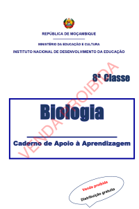 Capa do Caderno de Apoio de Biologia da 8.ª Classe